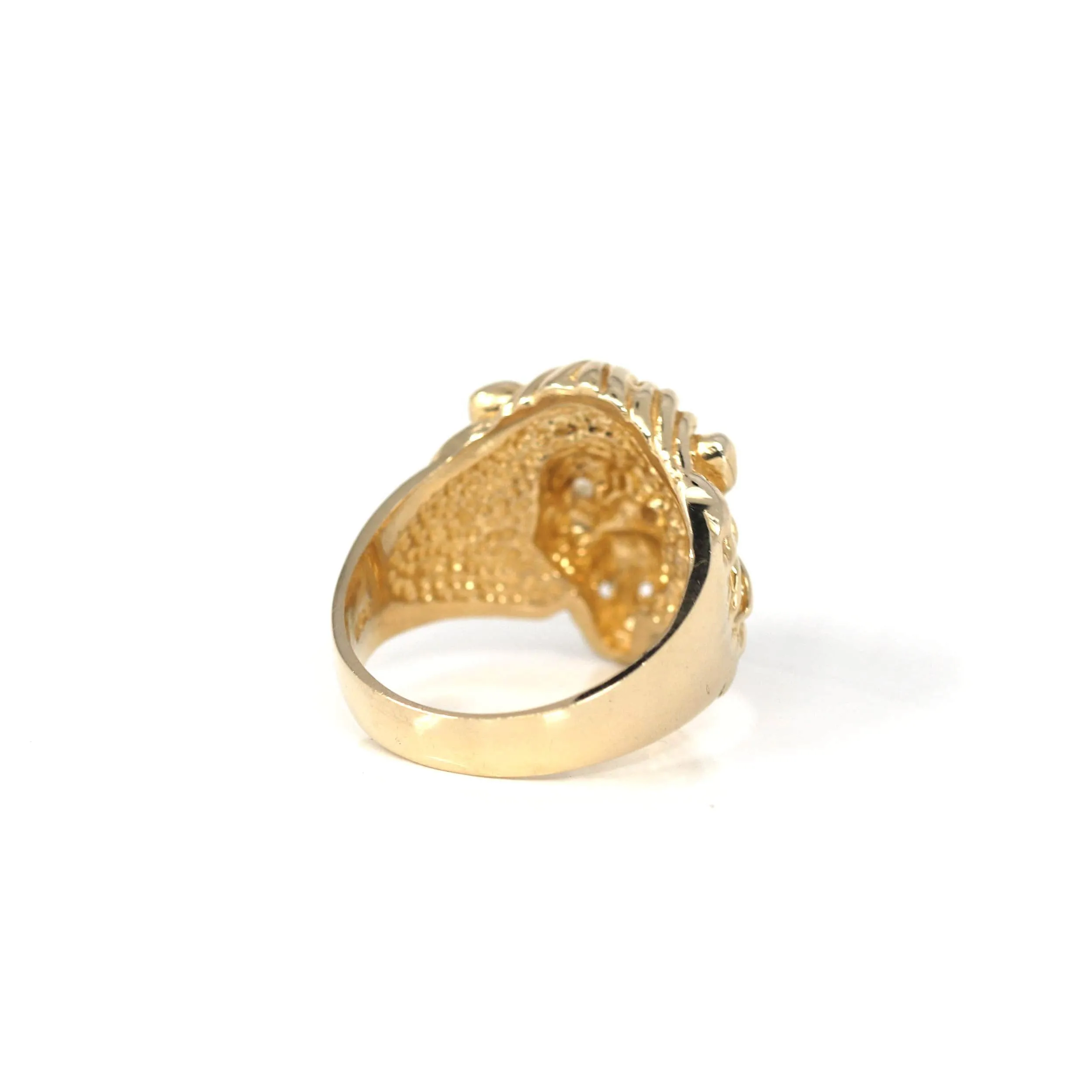 14k Solid Yellow Gold Nugget Men's Lion Band Ring