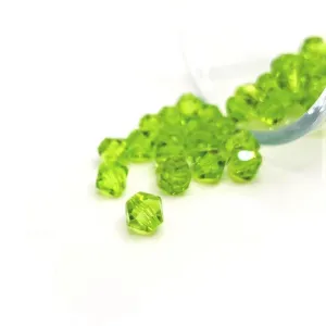 4, 20 or 50 Pieces: 6 mm Bicone Light Green Imitation Crystal August Birthstone Beads