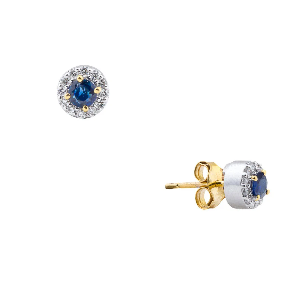 Diana, Diamond Halo Sapphire Studs