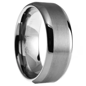 Paris Jewelry 8mm Tungsten Silver Brushed Ring Wedding Band For Men & Women