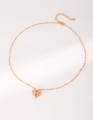 Three Dimensional Heart Pearl Necklace