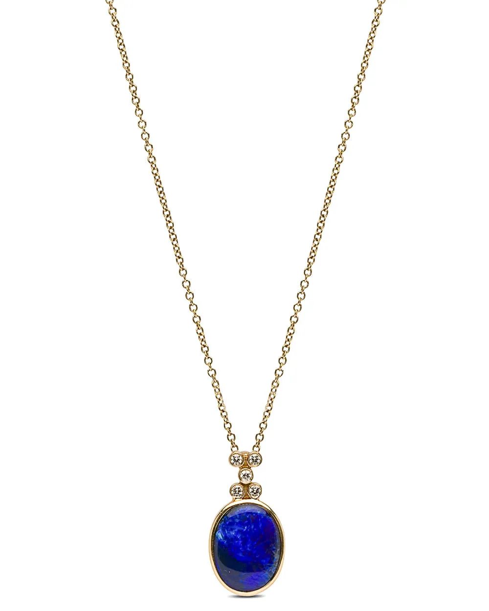 Yellow Gold Lightning Ridge Opal Pendant Necklace